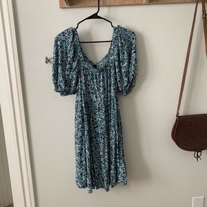 Wild Fable Blue Floral Puff Short Sleeve